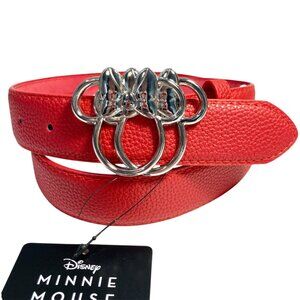 Disney Minnie Mouse Vegan Faux Leather Red Belt Womens Size Medium 30-36"